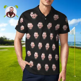 Custom Men's Face POLO Shirt Personalised Golf Shirts For Him