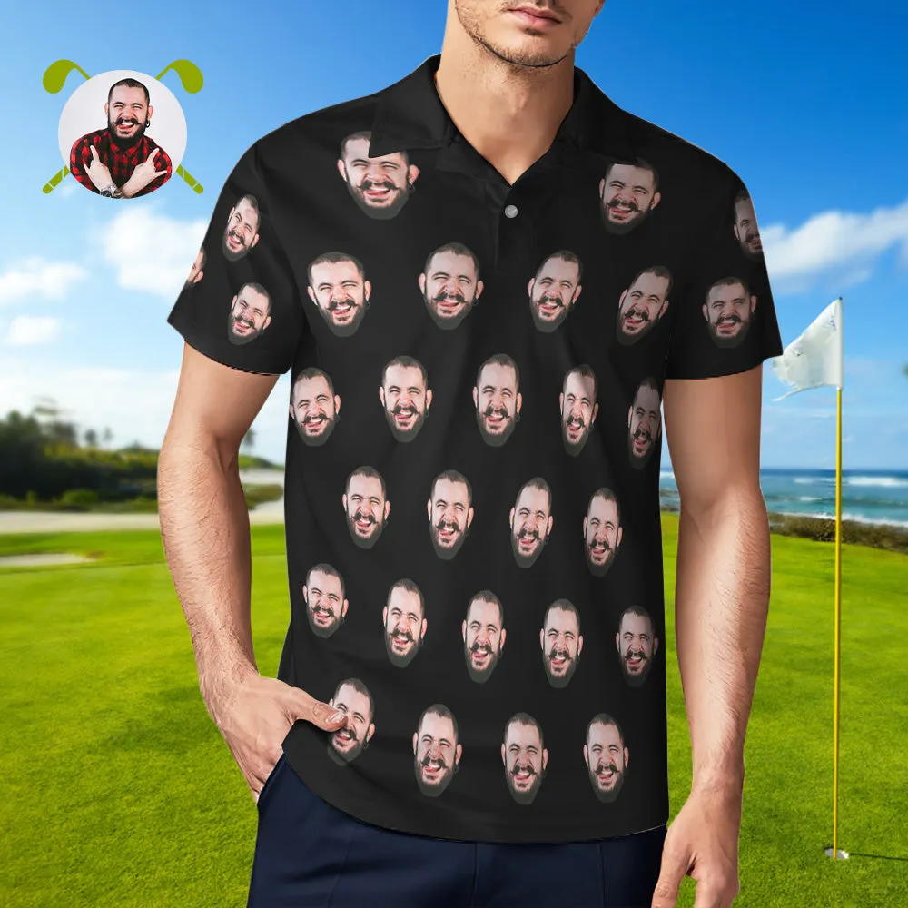 Custom Men's Face POLO Shirt Personalised Golf Shirts For Him