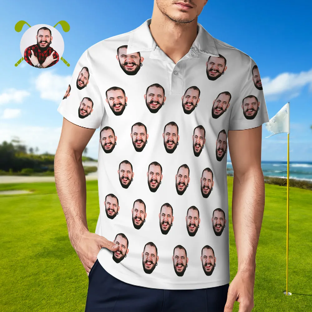 Custom Men's Face POLO Shirt Personalised Golf Shirts For Him