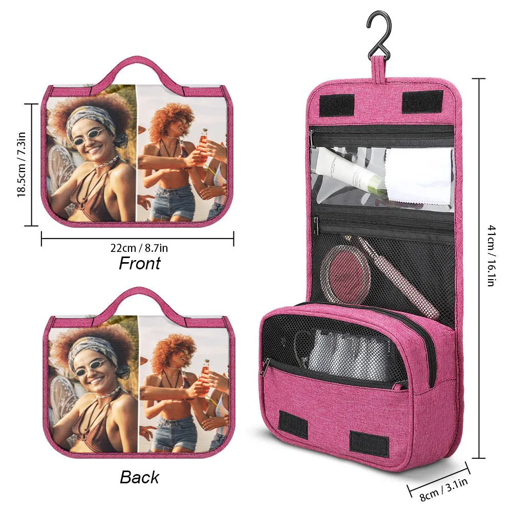 Custom Photo Hanging Toiletry Bag Personalized Cosmetic Makeup Travel Organizer for Men and Women