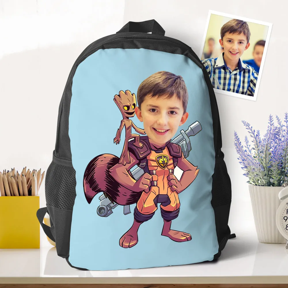 Custom Picture Rocket Racoon  Backpacks Minime School Bookbags Back To School Gifts For Boys Unique Gifts