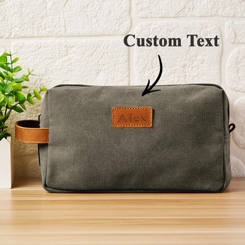 Custom Travel Toiletry Organizer Dopp Kit For Men Canvas Shaving Bag