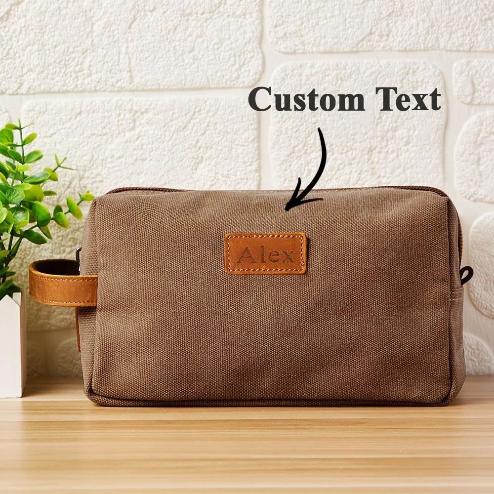 Custom Travel Toiletry Organizer Dopp Kit For Men Canvas Shaving Bag