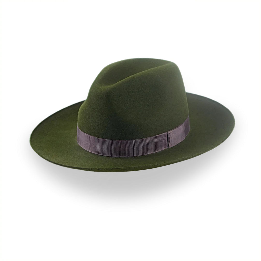 Dark Olive Green Wide Brim Outback Fedora | The Reconnoiter