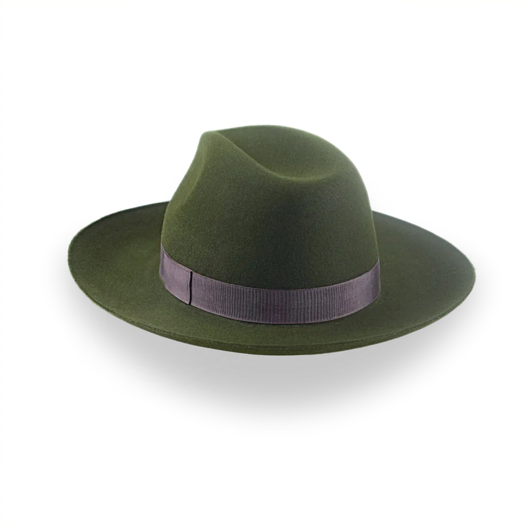 Dark Olive Green Wide Brim Outback Fedora | The Reconnoiter