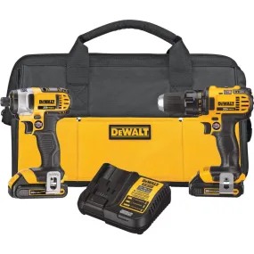 DeWalt 2-Tool 20V MAX Lithium-Ion Compact Drill/Driver & Impact Driver Cordless Tool Combo Kit