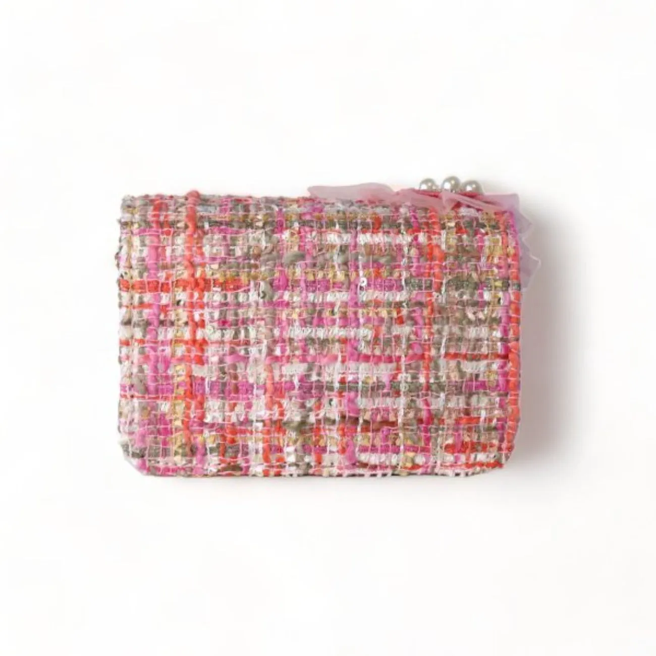 Doe A Dear Pink Big Heart Tweed Little Girls Purse