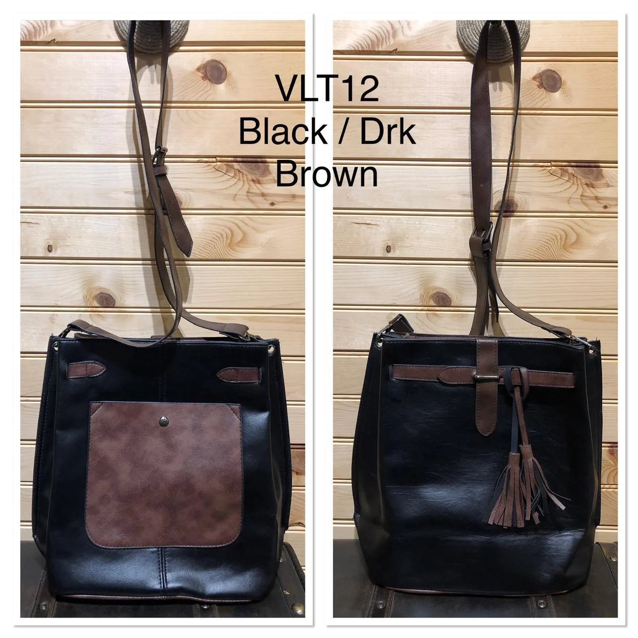 Duo Color Purse - Black / Dk Brown