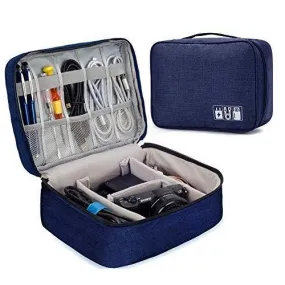 EAYIRA Gedget Organiser Electronics Accessories Organizer Bag, Universal Carry Travel Gadget Bag for Cables, Plug and More, Perfect Size Fits for Pad Phone Charger Hard Disk (Dark Blue)