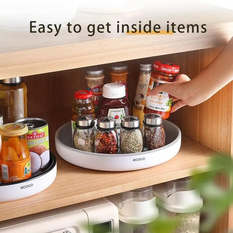 Ecoco Kitchen Rotating Spice Condiment Storage Rack Bathroom Swivel Tray Organizer