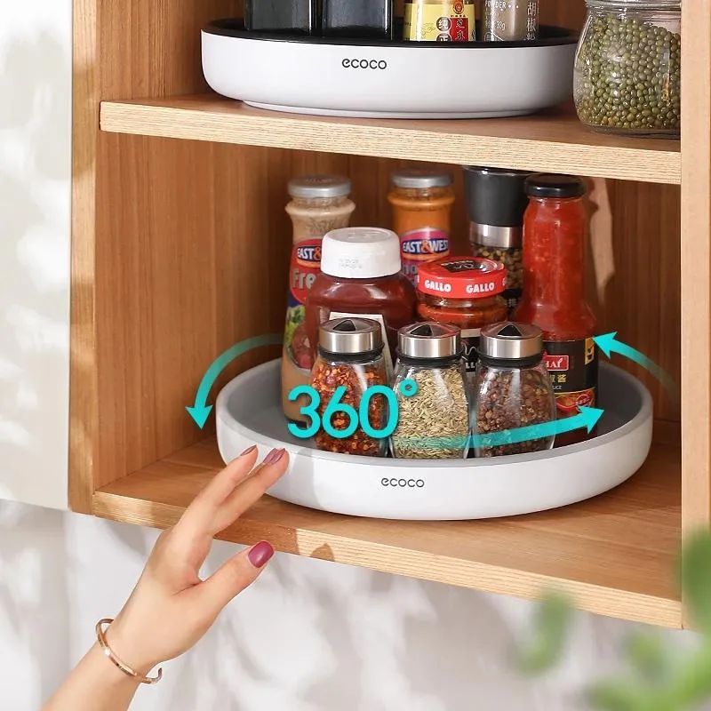 Ecoco Kitchen Rotating Spice Condiment Storage Rack Bathroom Swivel Tray Organizer