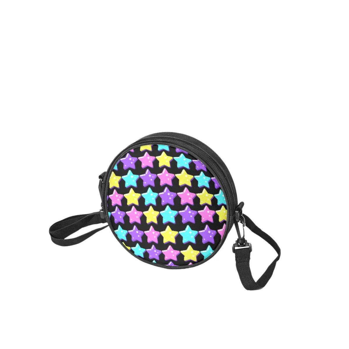 Electric Star Wave Black Circle Crossbody Bag