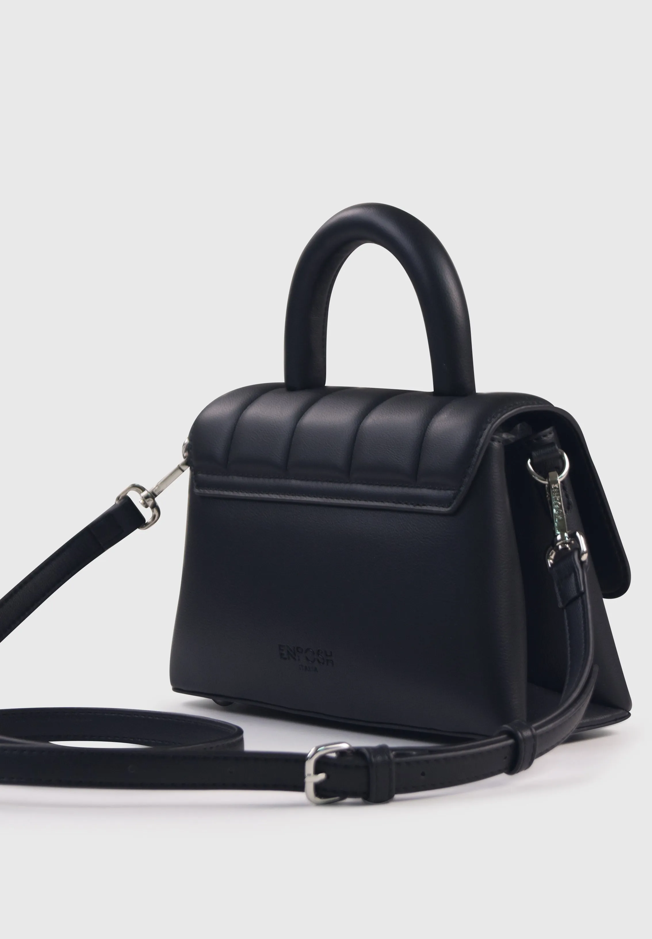 EVA MINI Nero - Borsa in similpelle premium con patta trapuntata