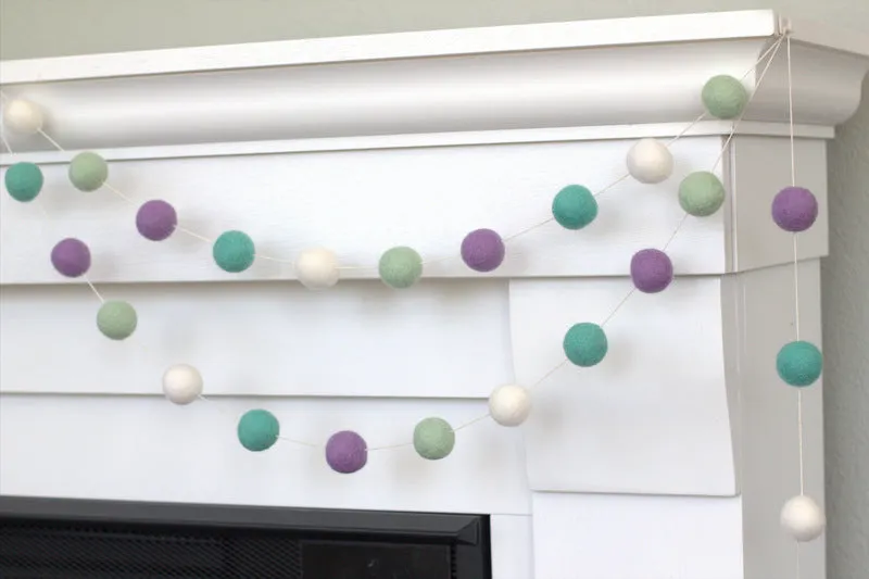 Felt Ball Garland- Lavender, Turquoise