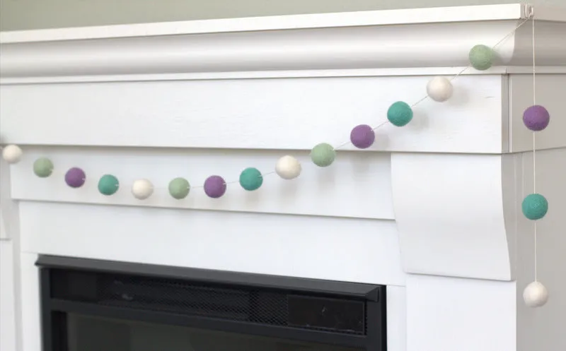 Felt Ball Garland- Lavender, Turquoise