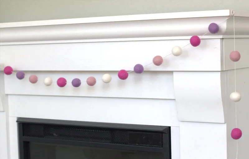 Felt Ball Garland- Pink, Rose, Lavender