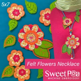 Felt Flowers Necklace 5x7