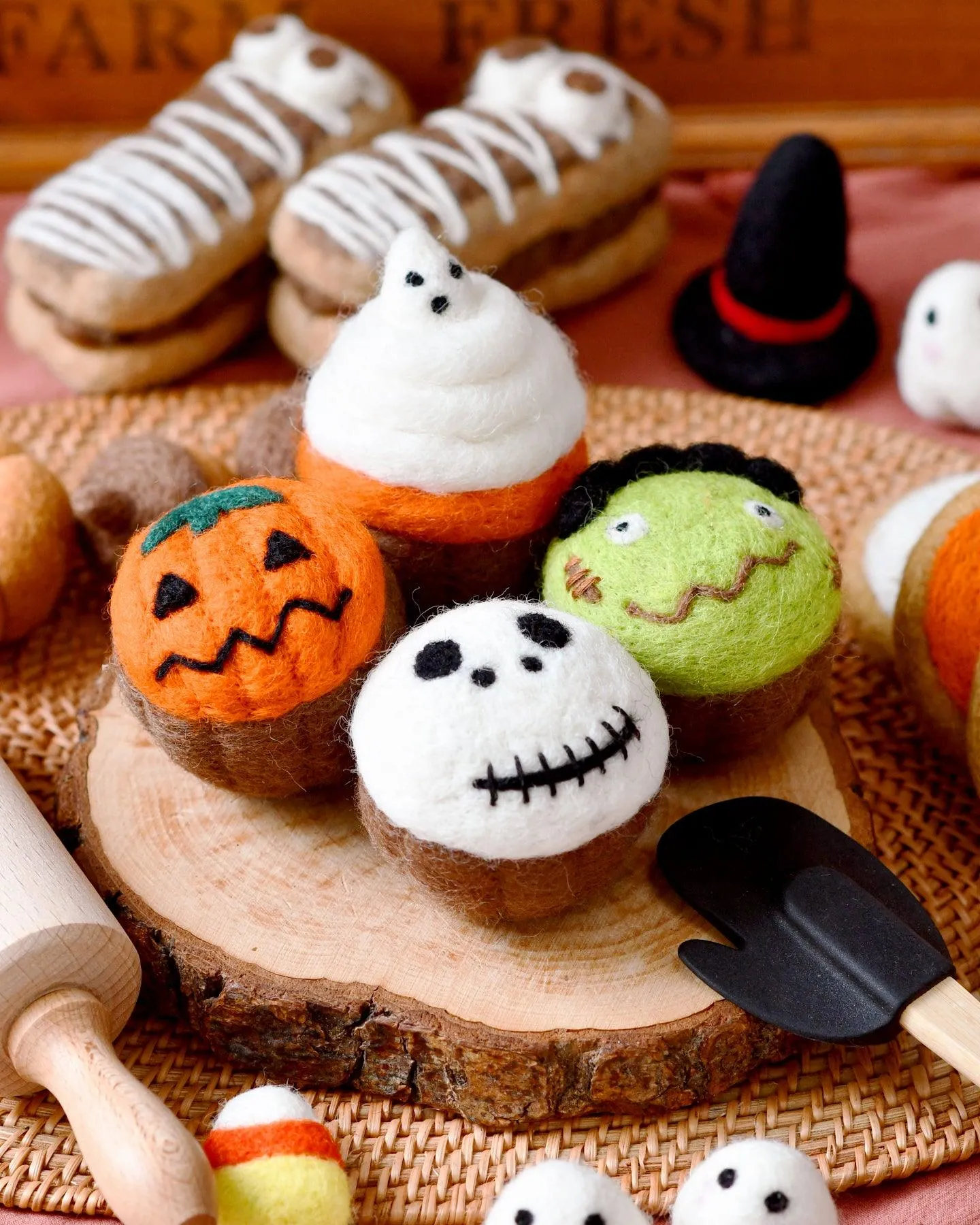 Felt Halloween Spooky Fun Cupcakes - Set of 4