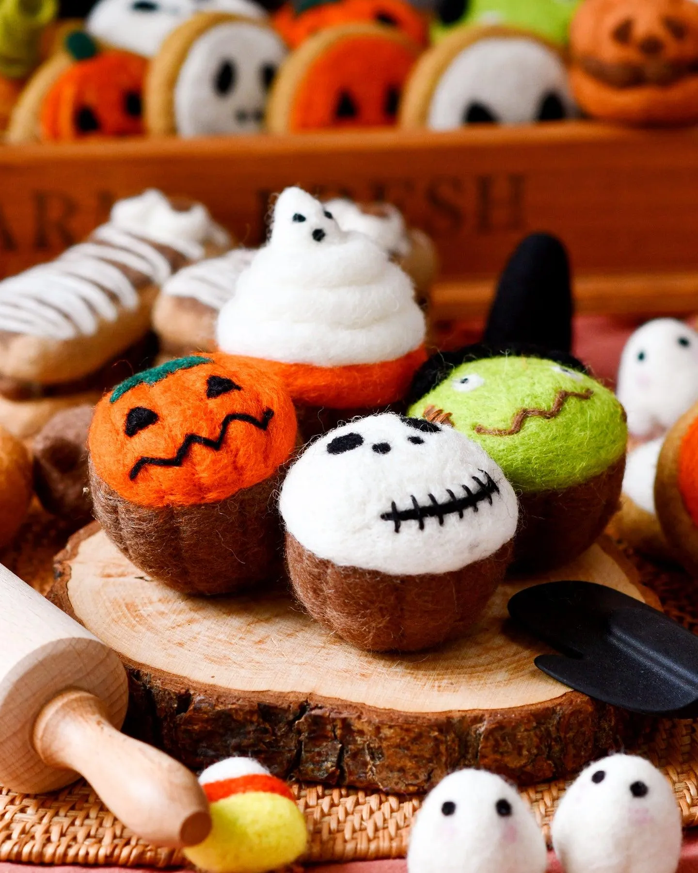 Felt Halloween Spooky Fun Cupcakes - Set of 4