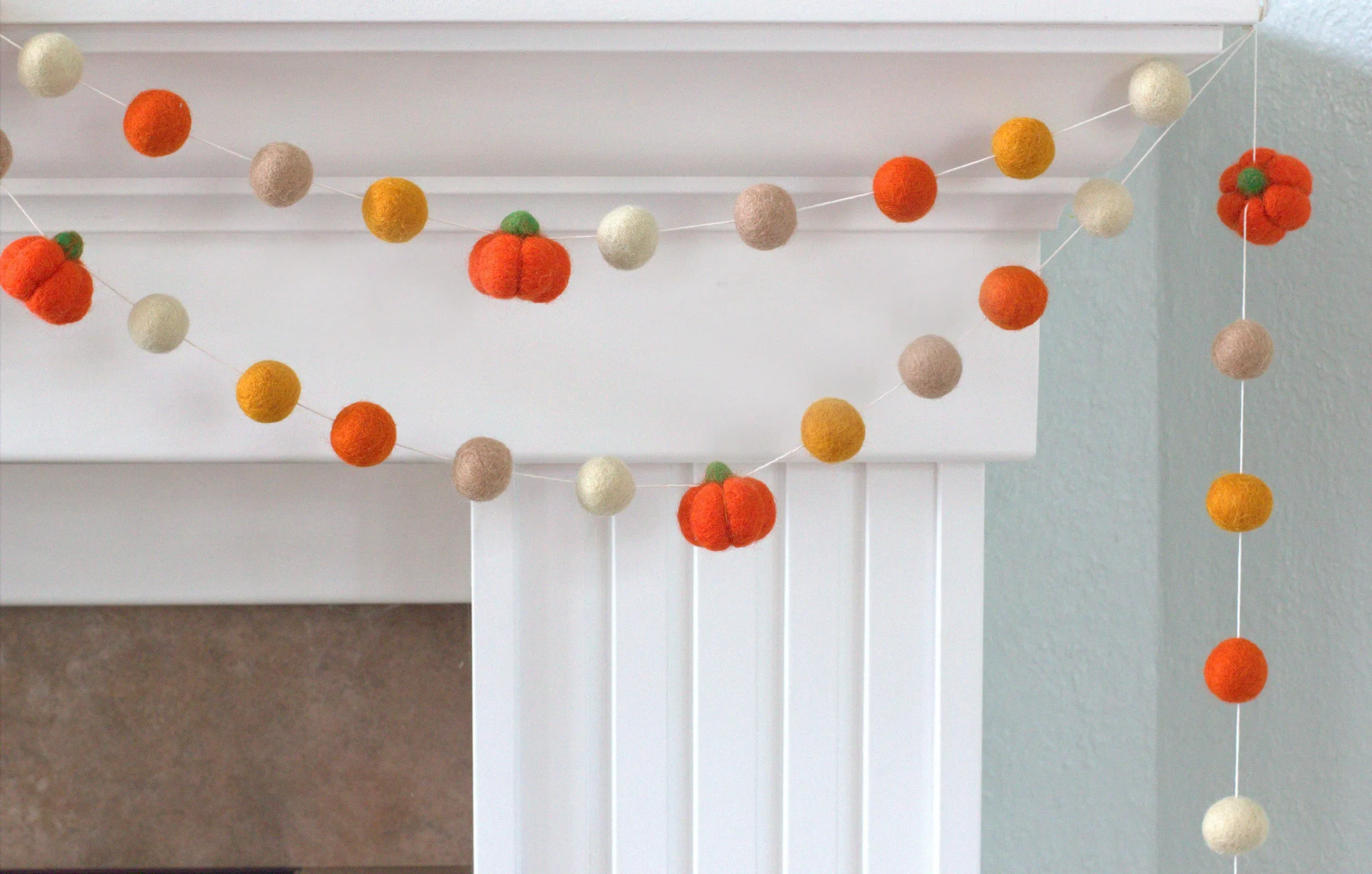 Felt Pumpkin Garland- Orange & Tan