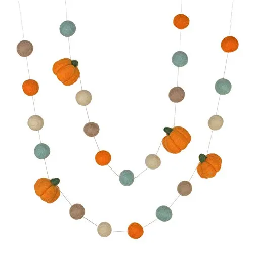 Felt Pumpkin Garland- Orange & Teal