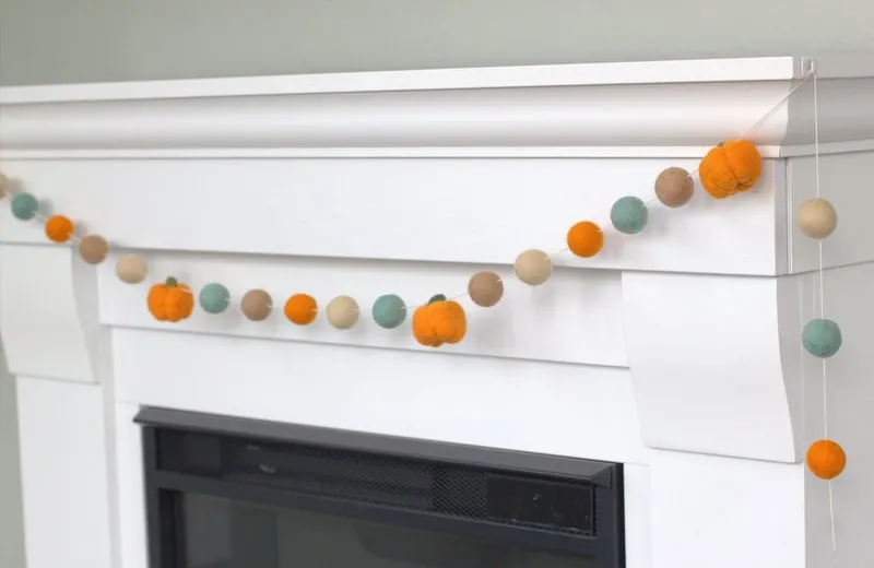 Felt Pumpkin Garland- Orange & Teal