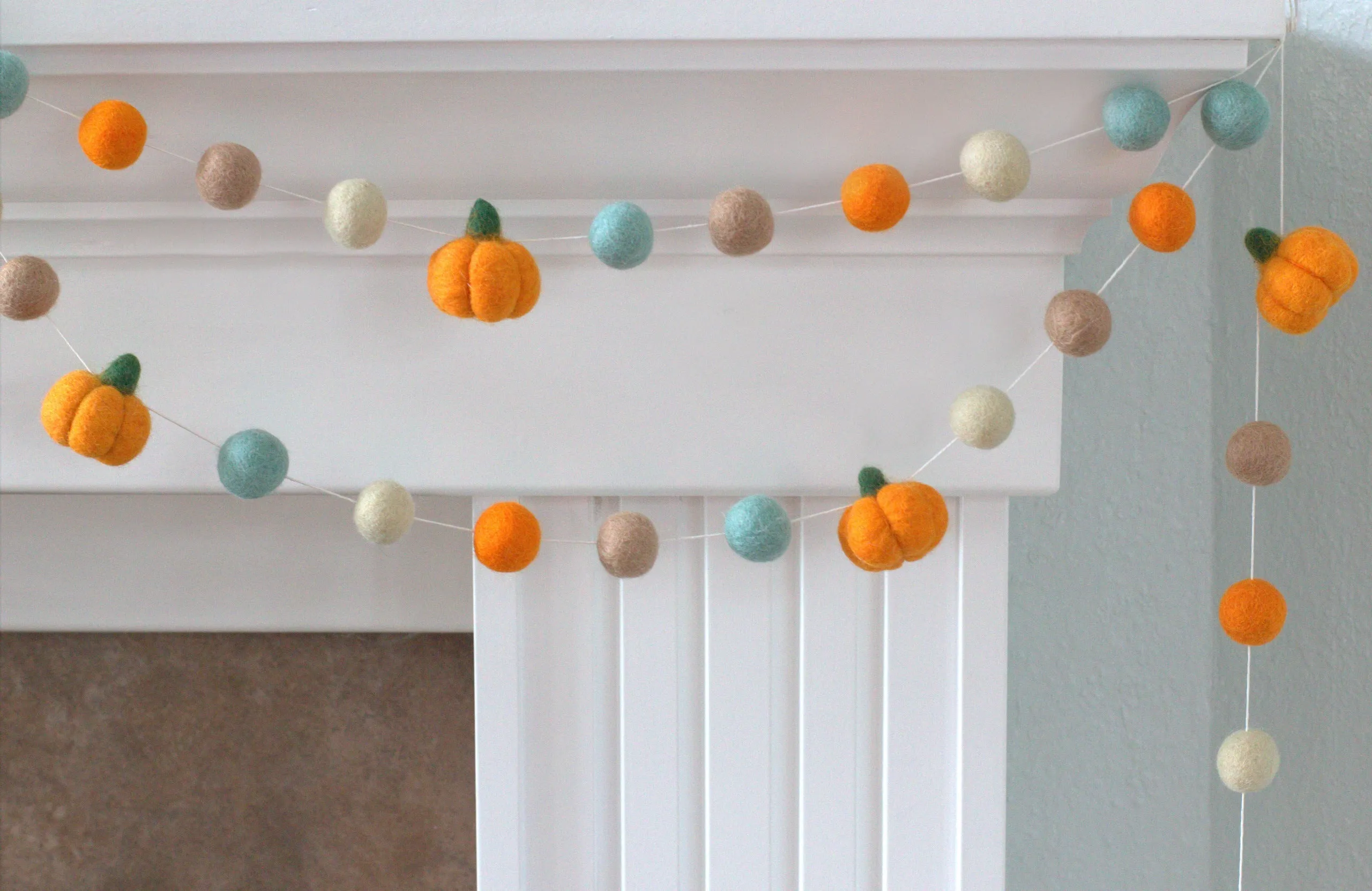 Felt Pumpkin Garland- Orange & Teal