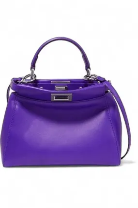 Fendi Peekaboo Mini Nappa Shahtoosh in Purple Rain Silver-tone Hardware