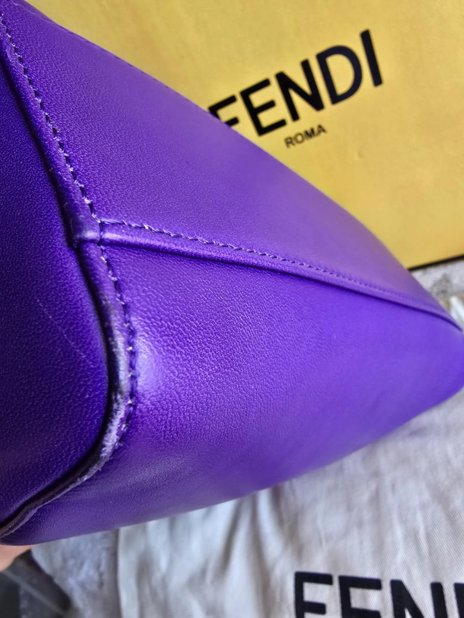 Fendi Peekaboo Mini Nappa Shahtoosh in Purple Rain Silver-tone Hardware