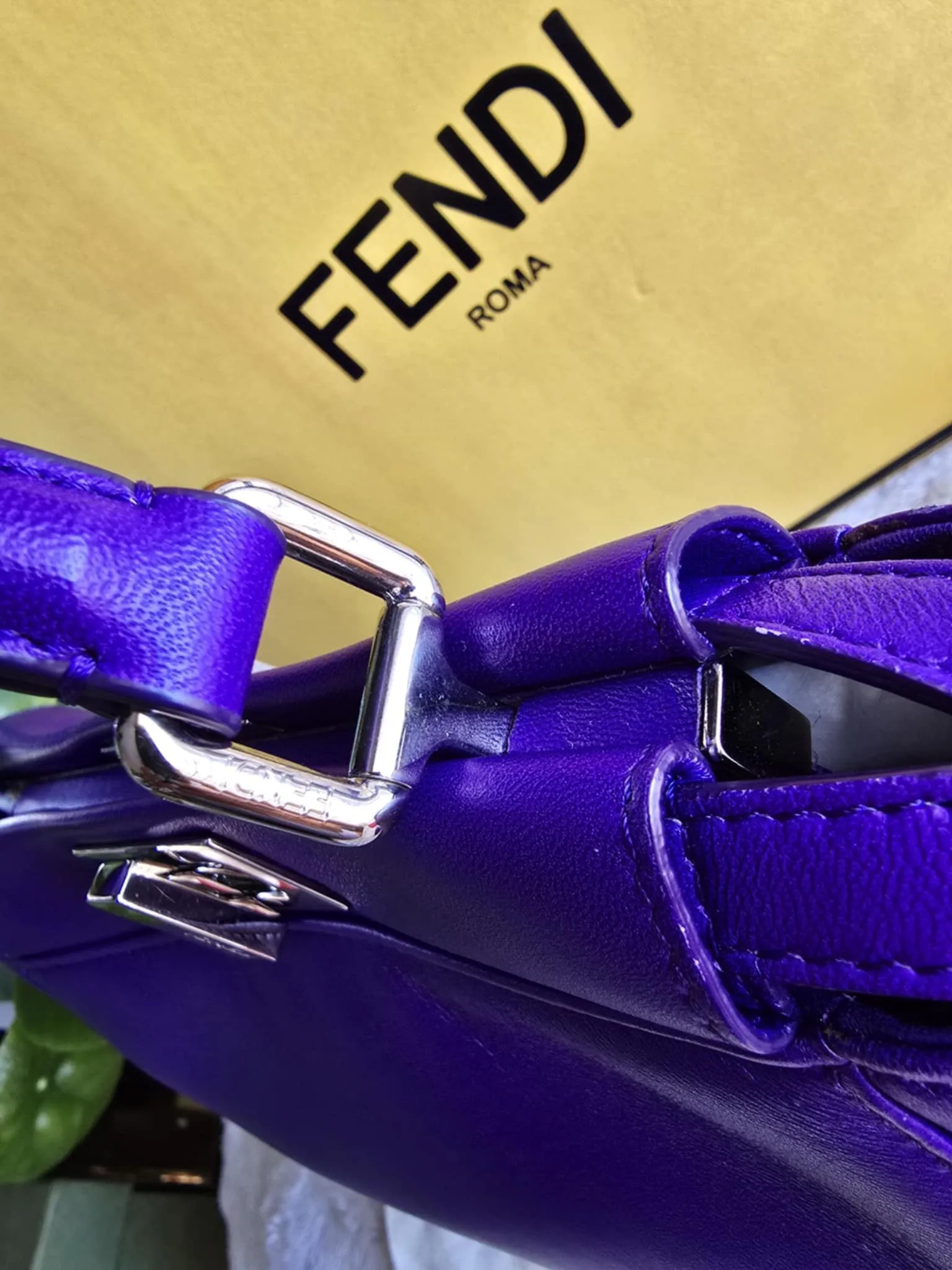 Fendi Peekaboo Mini Nappa Shahtoosh in Purple Rain Silver-tone Hardware