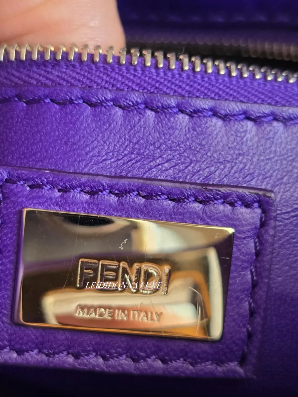 Fendi Peekaboo Mini Nappa Shahtoosh in Purple Rain Silver-tone Hardware