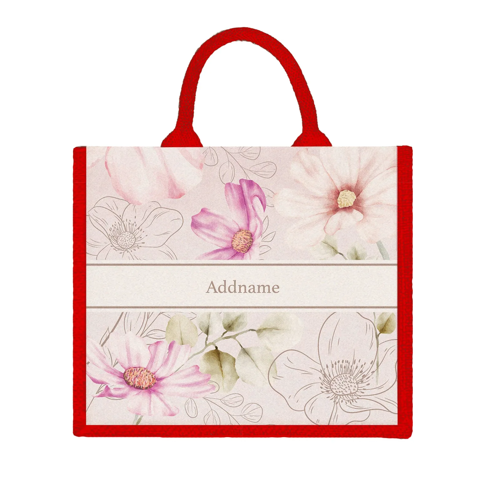 Floral Verse Flora Series Jute Tote Bag [FREE Custom Add Name]