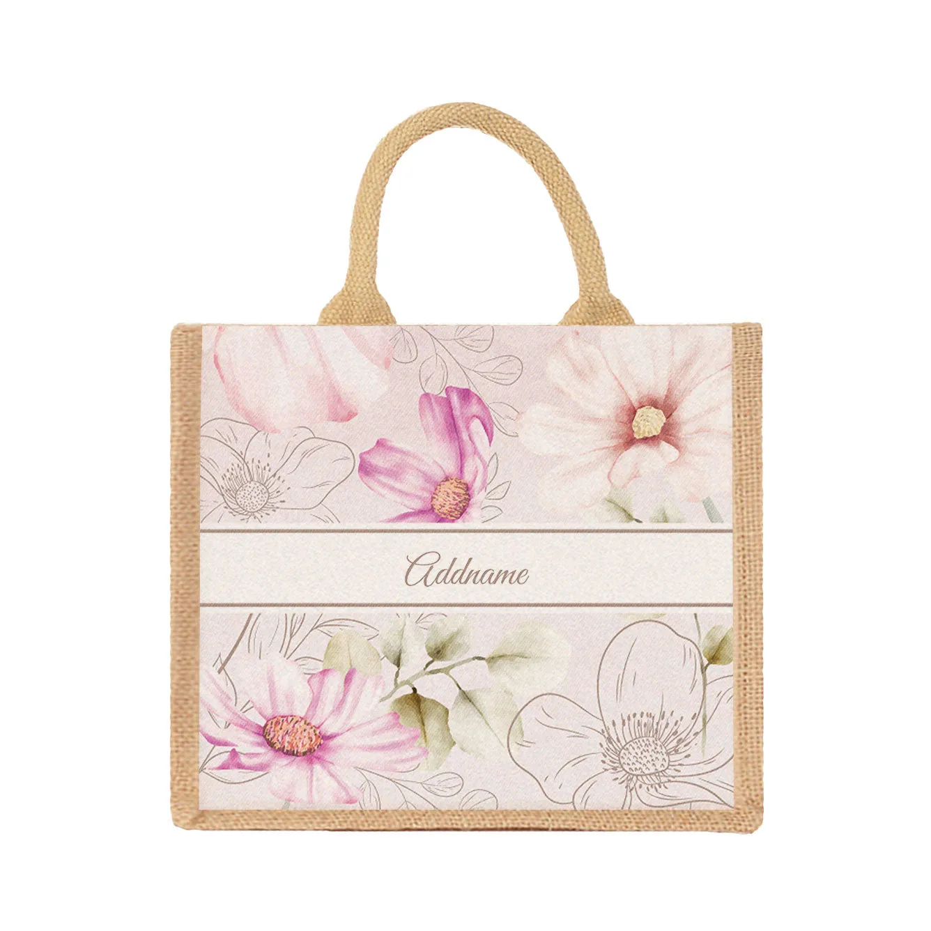 Floral Verse Flora Series Jute Tote Bag [FREE Custom Add Name]