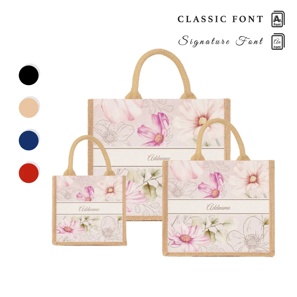 Floral Verse Flora Series Jute Tote Bag [FREE Custom Add Name]