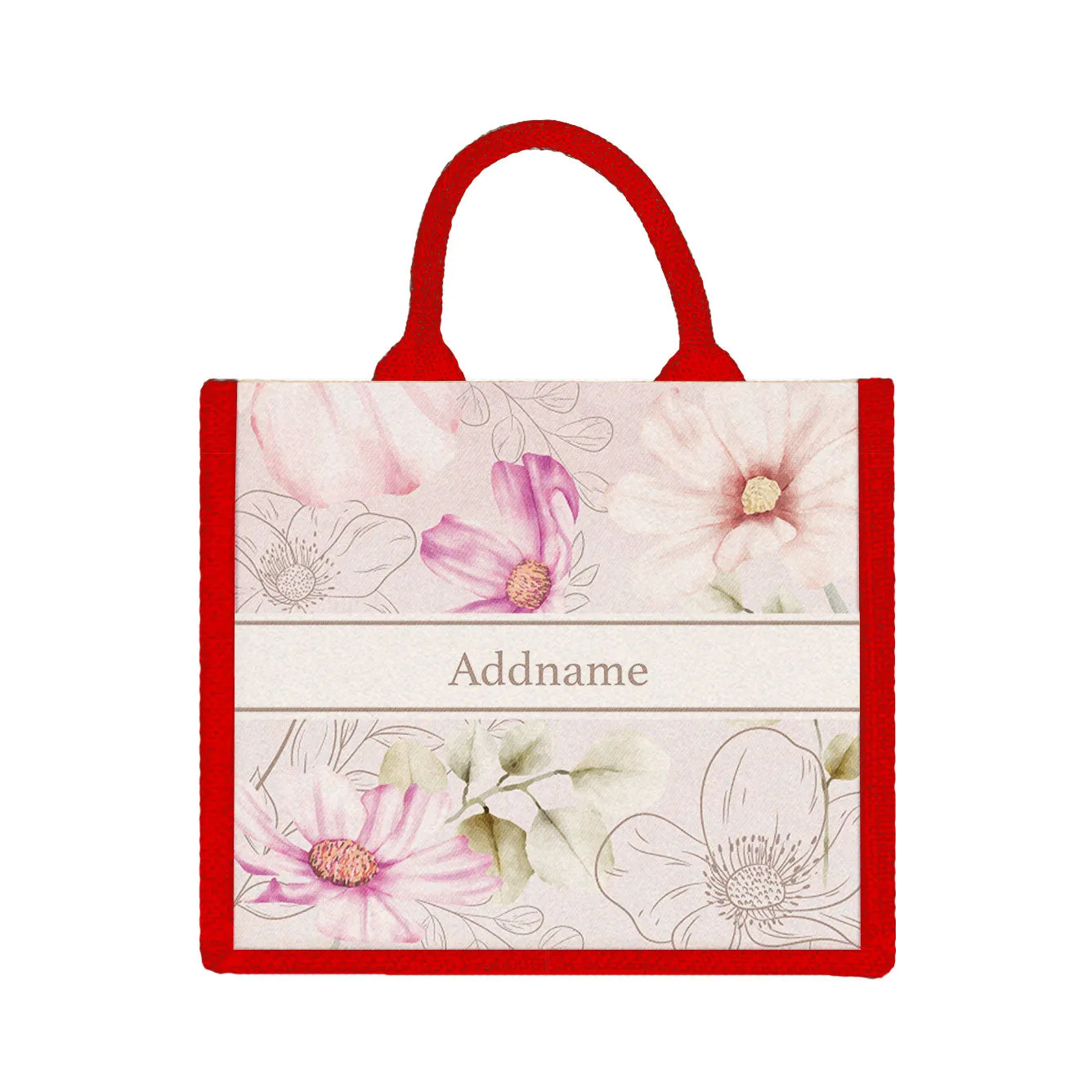 Floral Verse Flora Series Jute Tote Bag [FREE Custom Add Name]