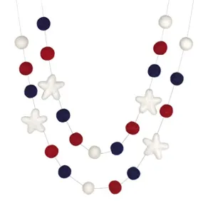 Fourth of July Garland- Red, Navy with White Stars