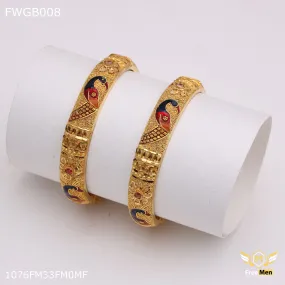 Freemen 1mg mor pankh drawing bangles plated for women - FWGB008