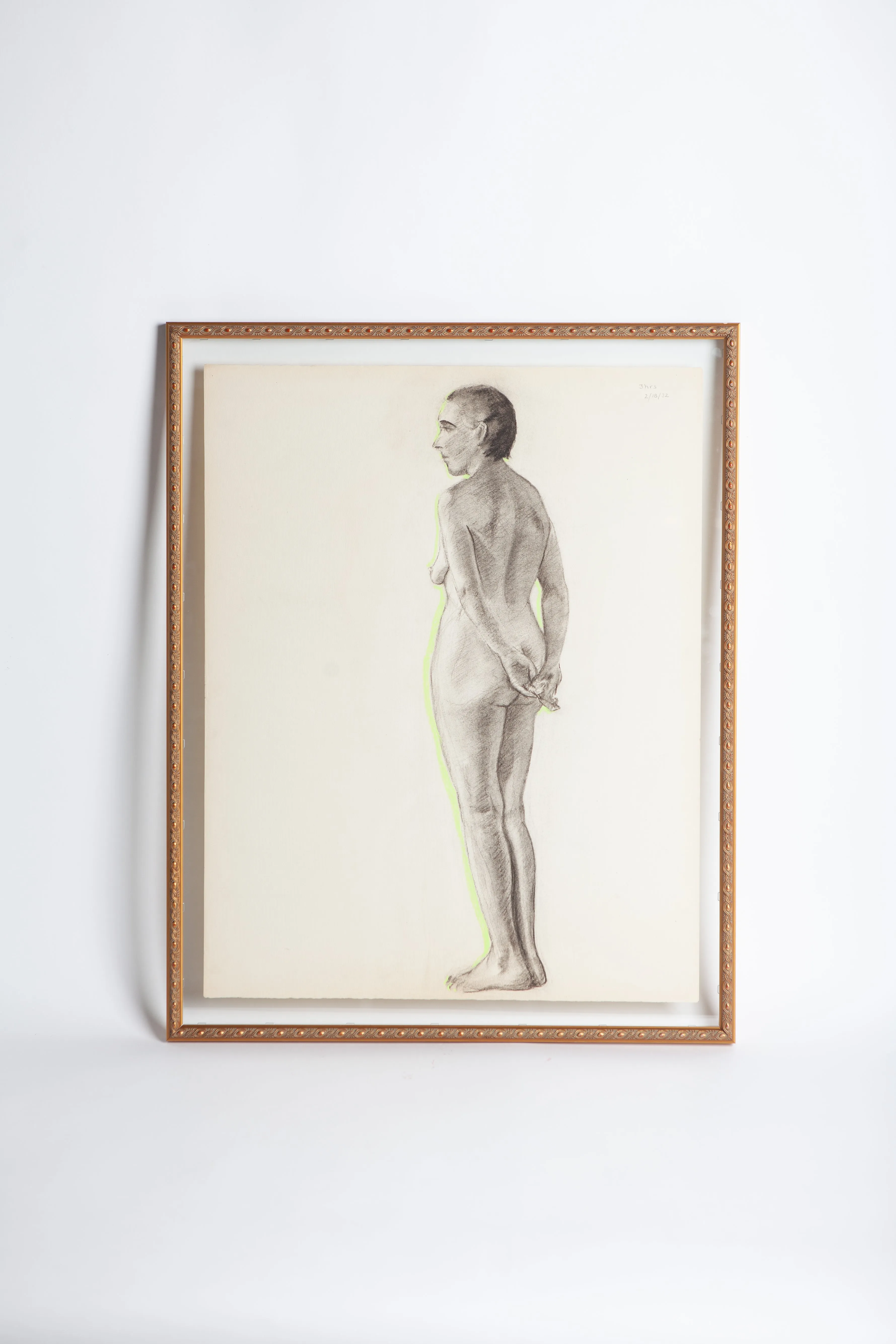 French Nude Drawing, Lady Standing Showing Back