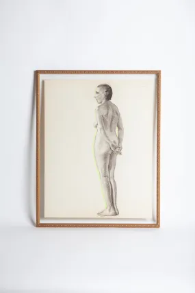 French Nude Drawing, Lady Standing Showing Back