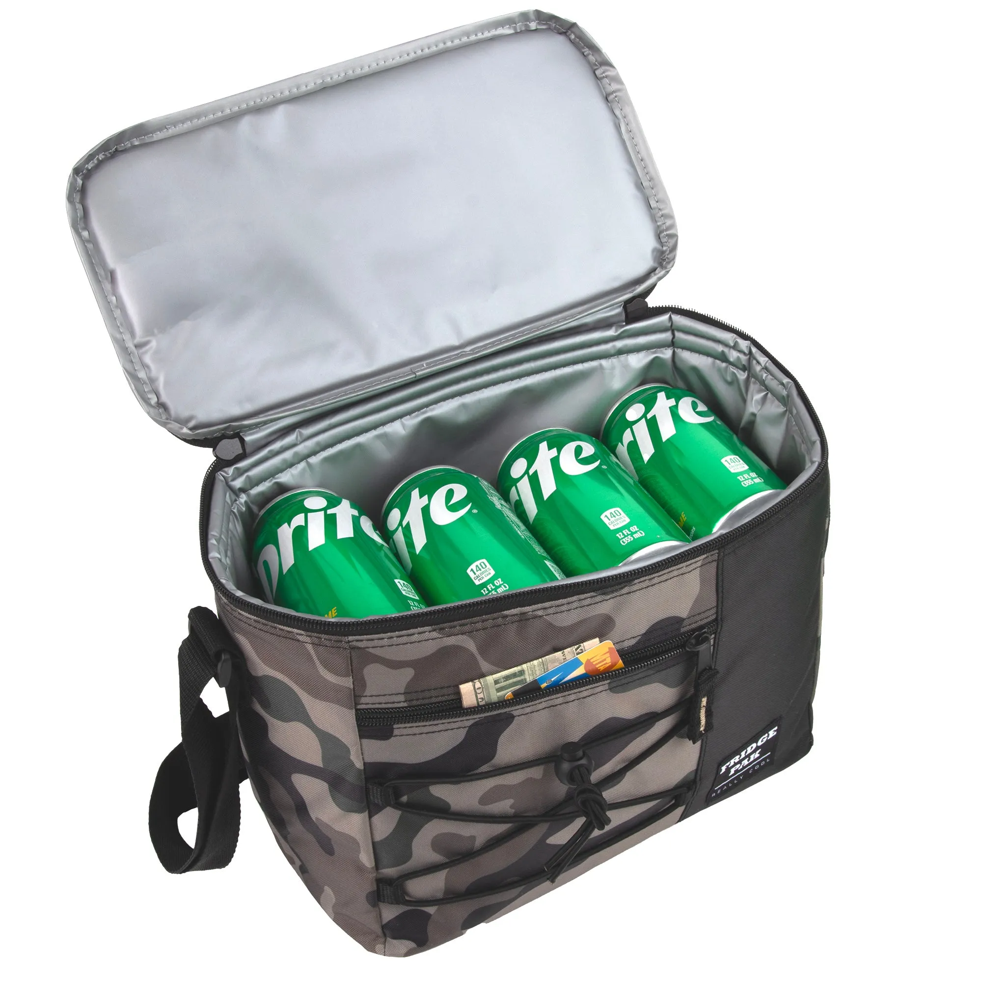 Fridge Pak 12 Can Printed Cooler Bag With Front Zippered Pocket