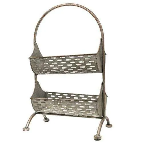 Galvanized Olive Bucket Two-Tier Organizer