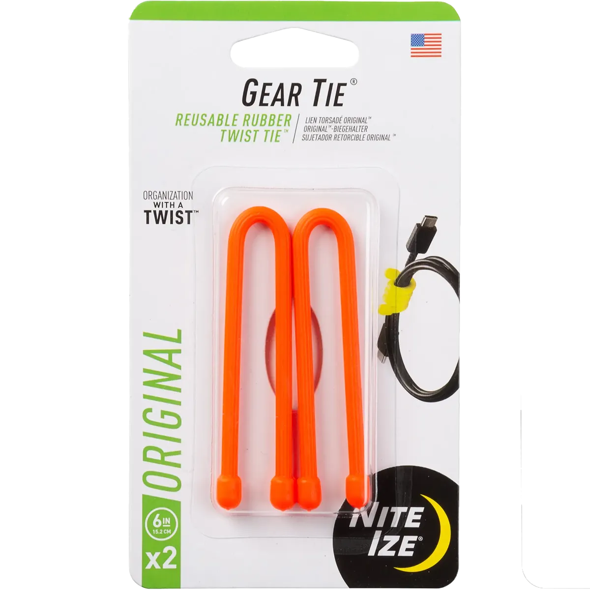 Gear Tie Reusable Rubber Twist Tie 6" - 2 Pack