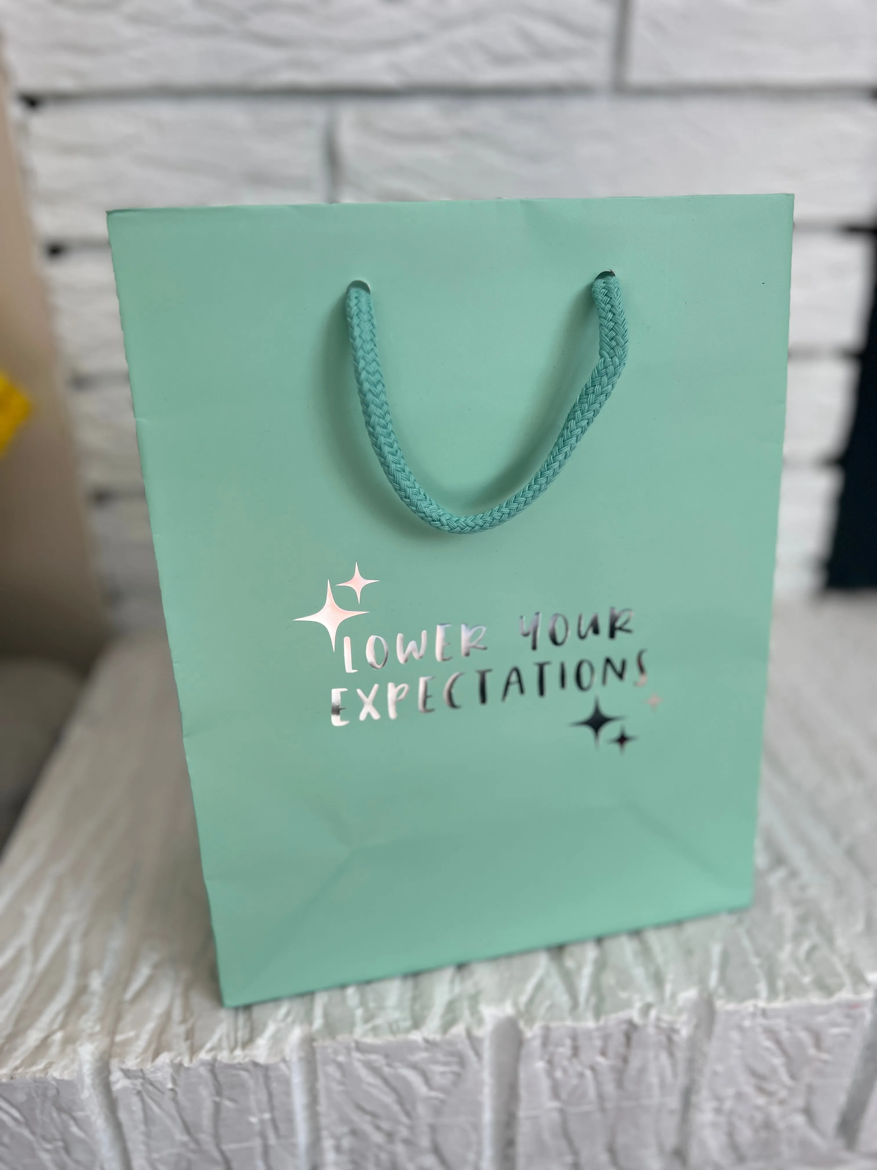 Gift Bag Lower Expectations—aqua