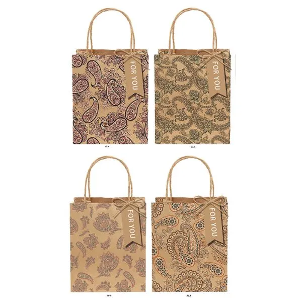 GIFT BAG Paisley Patterns MED 18x23x10cm 4asst