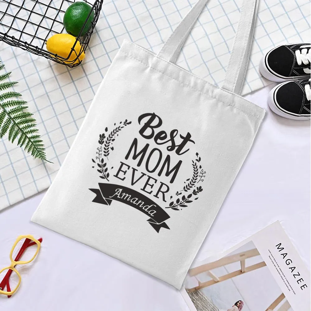 Gift for Mom Custom Large Canvas Tote Bag For Mom Personalized Heavy Duty Storage Handbag