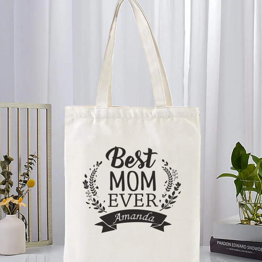 Gift for Mom Custom Large Canvas Tote Bag For Mom Personalized Heavy Duty Storage Handbag