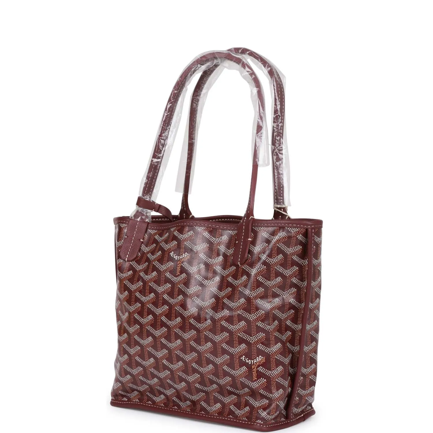 Goyard Goyardine Burgundy Anjou Mini Tote Bag Silver Hardware