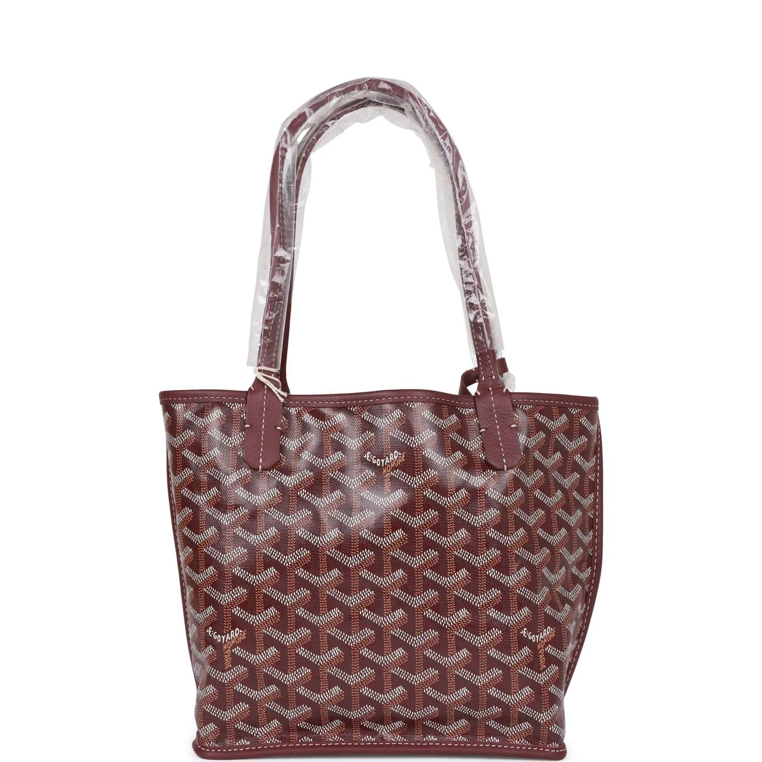 Goyard Goyardine Burgundy Anjou Mini Tote Bag Silver Hardware