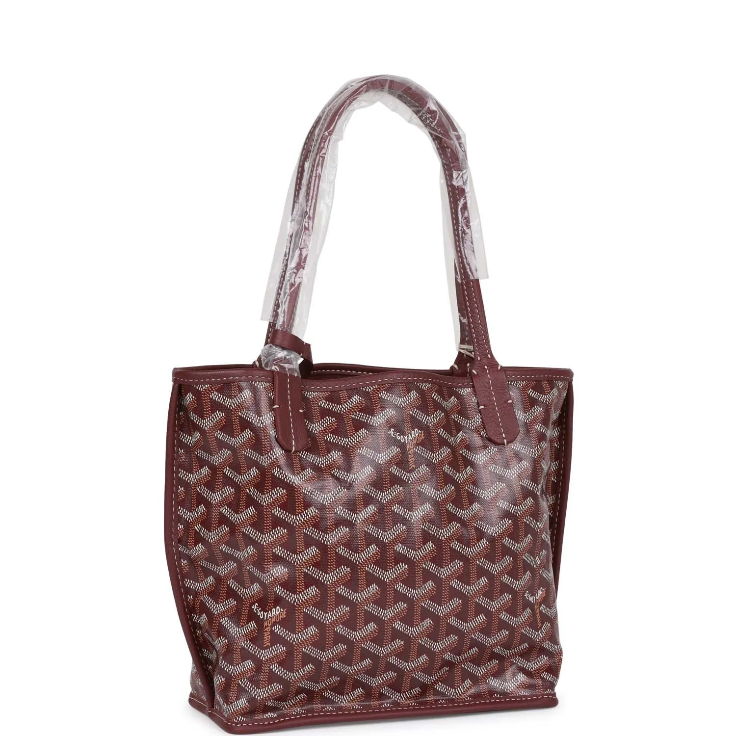 Goyard Goyardine Burgundy Anjou Mini Tote Bag Silver Hardware