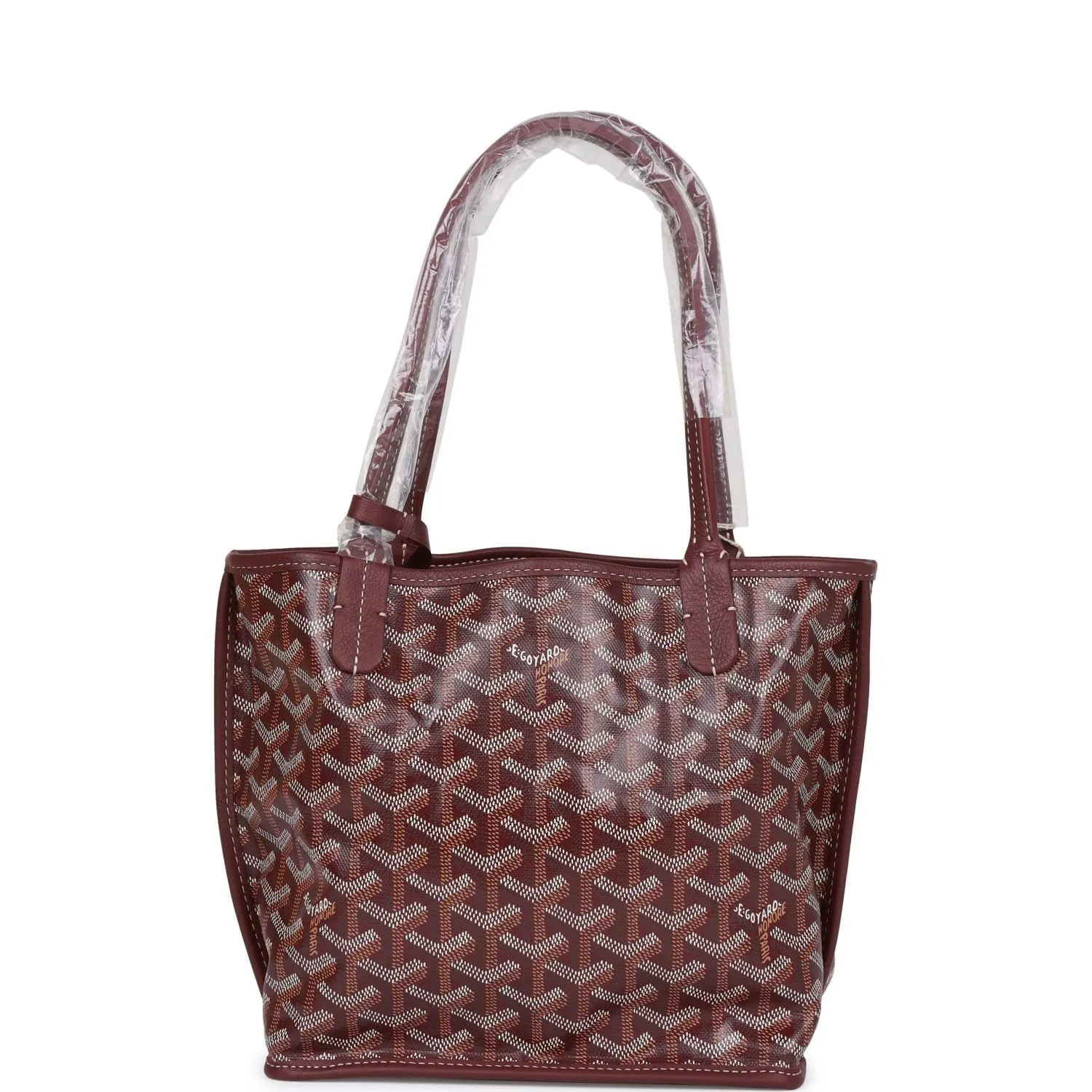 Goyard Goyardine Burgundy Anjou Mini Tote Bag Silver Hardware